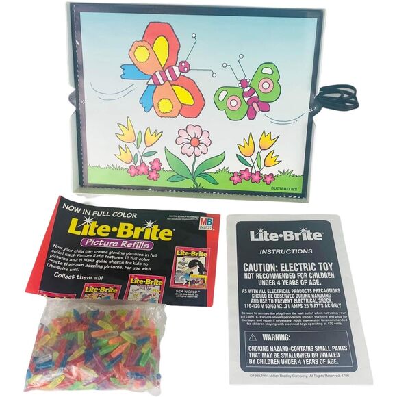 Vintage Lite BRITE MB Milton Bradley w/Pegs Paper Sheets Box  1994 TESTED - Picture 1 of 10